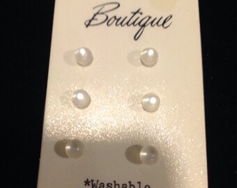 Carded buttons, vintage, white