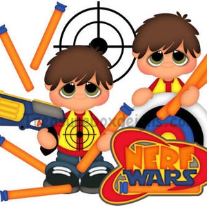 Nerf Wars Scrapbooking Clipart Instant Download