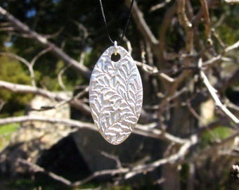 Fine Silver Oval Leaf Pendant