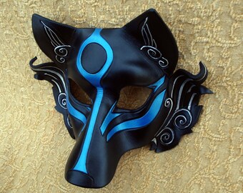 MADE TO ORDER Okami Wolf Mask... masquerade Japanese leather mask costume mardi gras halloween burning man cosplay