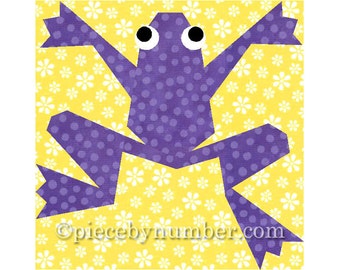 Kiriki the Frog quilt block, paper pieced quilt patterns, instant download animal patterns, frog quilt patterns, animal quilt patterns, PDF