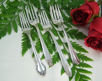 SALE Wedding Cake Forks, Vintage Wedding Forks, Child Wedding Fork, Me 3, Children of Bride Groom, Couples Children, Silver Plated, Under 10
