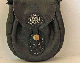 Black soft leather pouch
