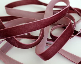 5/8" wide Velvet Ribbon in Burgundy - 5 yards