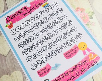 AJ6D400F, Personalised Weight Loss Chart, Planner stickers. UK, Ireland, Weight Loss (in comments add name and pounds to lose for chart)