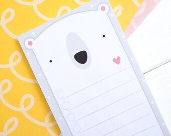 To do list - Polar bear notepad - Polar Bear list - Bear notepad - List note pad - Planner pad - Back to school - Going to University