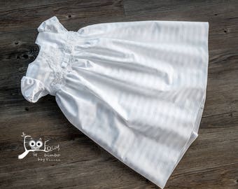 christening gown in white with beautiful lace app