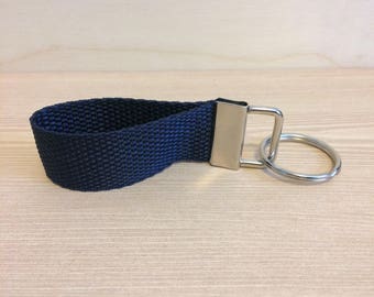 Navy blue mini key ring - key fob - key ring wristlet - key fob wristlet - gift for men