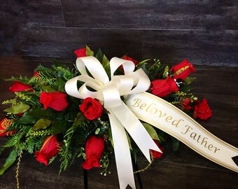 Cemetery Flowers Grave Blanket, Memorial Flowers for Spring, Cemetery Spray, Spring Cemetery Flowers