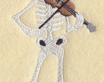 DAY of the DEAD SKELETON Dia De Los Muertos Sombrero and Violin Machine Embroidered Quilt Square, Art Panel