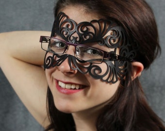 Coquette leather mask for eyeglasses