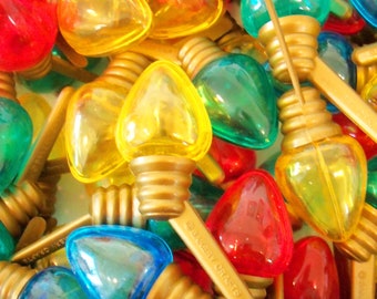 Merry Kitschmas / Christmas Light Bulb Cupcake Topper Picks / One Dozen / Hollow Plastic / Christmas Props / Bowl Fillers