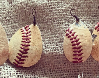 Baseball earrings/ real baseball/Sports Gift/Earrings/ baseball earrings // teardrop Earrings/ baseball accessories