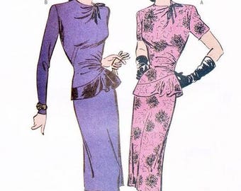 Butterick Retro #6461 1940s women's dress reissued pattern uncut and factory folded Out of Print