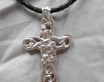 Flowered Sterling Silver Cross
