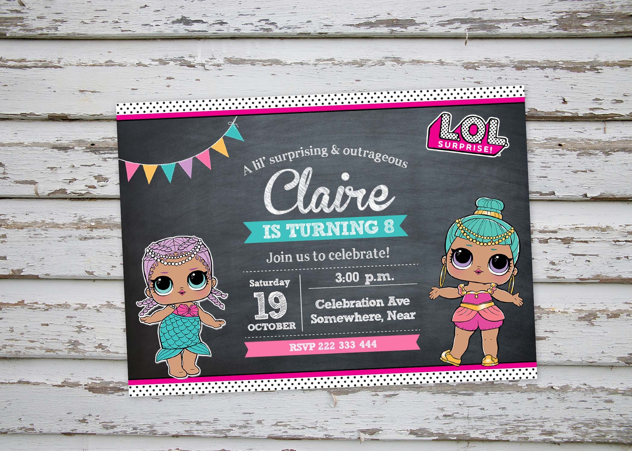 Lol Dolls Birthday Party Invitation Lol Surprise Dolls
