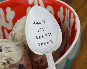 Personalized Ice Cream Spoon • Stamped Silverware • Custom Gift Idea