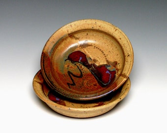 Set of 2 Pottery Salad Bowls, Stoneware Pasta Bowls, Hand Thrown Soup Bowls
