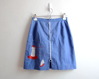 Vintage 60s Nautical Skort / Mini Skirt