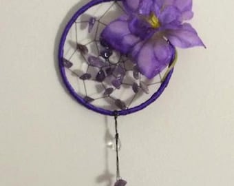 Purple Amethyst Flower Dreamcatcher
