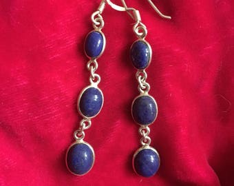 Bright Blue Lapis Lazuli & Silver Earrings