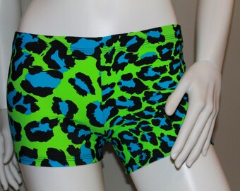 Spandex shorts,Cheetah,Green,Blue