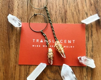 Asymmetrical Quartz Mismatch Hoop Earrings