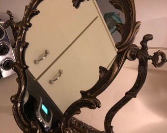 Hollywood Regency Brass Vanity Mirror