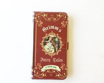 Book phone /iPhone flip Wallet case- Grimms Fairy Tales for iPhone X 8, 7, 6, 5, 6 7 & 8 plus, Samsung Galaxy S9 S8 S7 S6 Note 4, 5, 7, 8