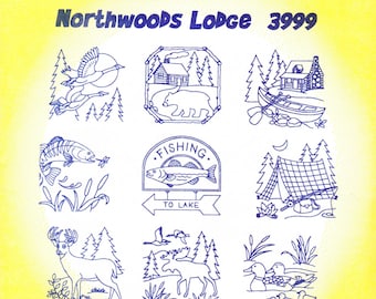 Aunt Martha's Hot Iron Transfers, Embroidery, Pattern, Needlepoint, Aunt Martha, Hot Iron, Transfer, 3999, Northwoods Lodge