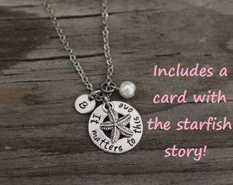 It Matters To This One Starfish Necklace - Foster Care Necklace - Foster Parent Necklace - Adoption Necklace - Social Worker Gift - Adoptee