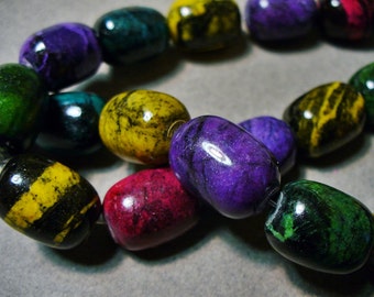 Web Jasper Beads Gemstone Mixedi Colors Barrel Banded 17x13MM