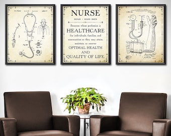 NURSE Graduation Gift - SET of 3 - NURSE Gift - Doctors Office Decor - Gift For Medical Student Gift - Nurse Gifts Decor Wall Art - 1875