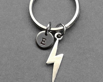 Lightning Bolt Keychain, Lightning Bolt keyring, Lightning Keychain, Personalized keychain, Initial keychain, customized keychain, monogram