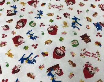 Seven Island Inc. - TOKF-08-OW 100%C Oxford - Little RED Riding Hood Fabric by Shinzi Katoh from Kiyohara 43"wide .Cream background