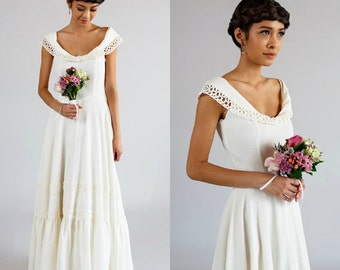 white cotton wedding dress