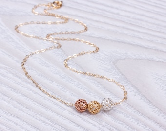 Knot necklace / Layered necklace / Bridesmaid necklace / Mixed Metal Necklace / Rose gold Knot necklace / Silver Knot necklace | Lupa
