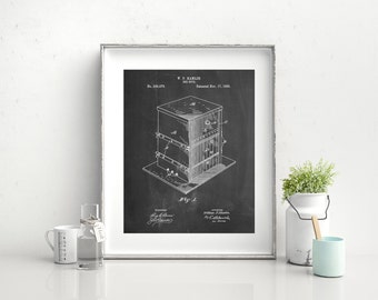 Bee Hive Exterior Patent Poster, Bee Keeper, Honey Bee, Honeycomb, Organic Honey, Farmhouse, PP0724