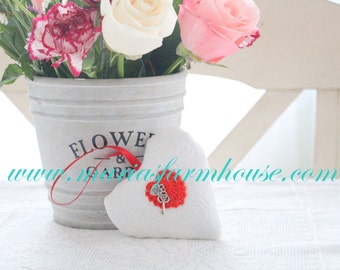 Valentine's Day Gift Inspiration, Aromatherapy, French Dried Hanging Lavender Heart Sachet, Crochet Heart, Two Charms with Satin Ribbon