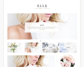 Wordpress Theme Responsive Blog Design "Elle" - Cute and gold