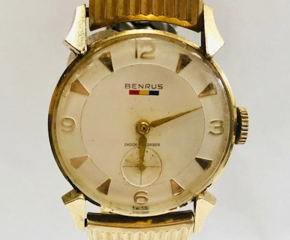 Vintage 1950's Men's Benrus 14k Gold Watch with