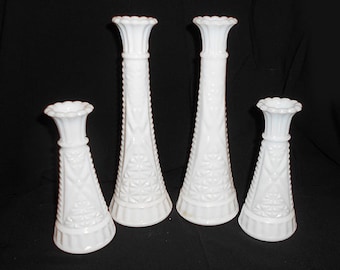 4 Vintage Milk Glass Bud Vases Instant Collection