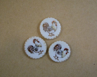 Rooster Button set of 3