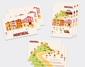 3 Postcards - Montreal's city illustration