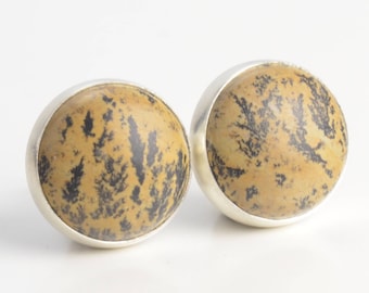 paintbrush jasper 10mm sterling silver stud earrings
