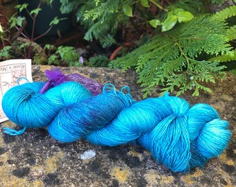 100grms hand painted silk/merino lace weight yarn "jades"