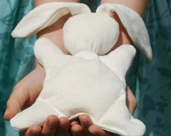 Stuffed Toy Animal - Bunny - Organic Baby - Organic Cotton Hemp - Eco Friendly Toy - Natural - Repurposed - Rabbit