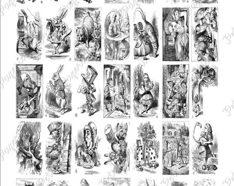 Alice in Wonderland Digital Download Collage Sheet 1 x 2 Inch