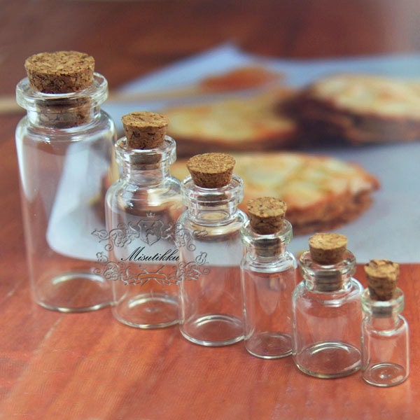 50 PCS Tiny Vials Charm Mini Empty Glass Jars Bottles with