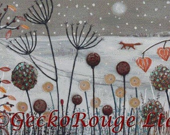 Cross Stitch Kit, 'Caught in the Snow' ,Jo Grundy, Counted Needlecraft Kit with DMC materials, Woodland Cross Stitch, Winter Cross Stitch